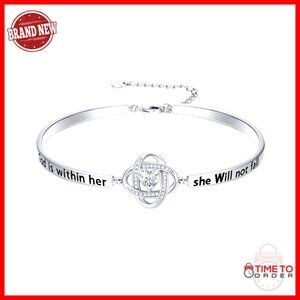 18k White Gold Plated Love Knot Bangle Bracelet with Engraving